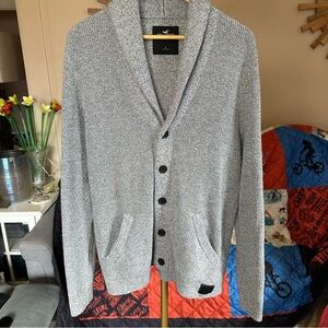 Hollister Men's Gray Cardigan Shawl Collar Sweater